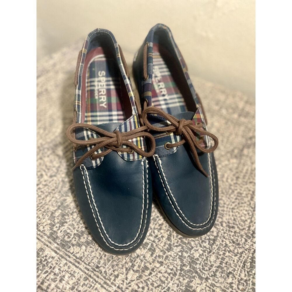 Navy blue Sperry Top-Sider Leeward leather boat shoes  Size11